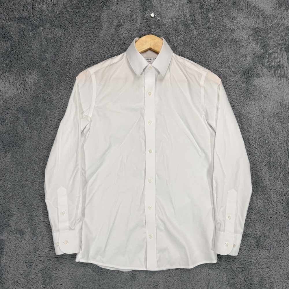 Peter Manning New York Shirt Mens Size 1 White Slim Fit Easy Care 100% Cotton